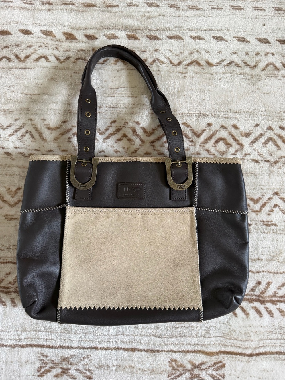 Ugg Leather and Suede Tote Shoulder Bag